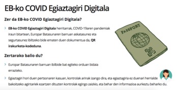 Información para obtener el certificado, desde hoy en la web euskadi.eus.
