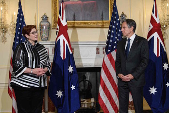 La ministra australiana de Asuntos Exteriores, Marise Payne, con el secretario de Estado de EEUU, Antony Blinken. /(Nicholas KAMM/AFP)