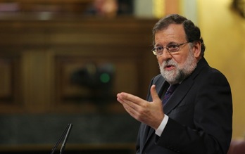 Mariano Rajoy, cuando era presidente del Gobierno español tuvo que afrontar un pleno especial en el Congreso sobre el «caso Gürtel» en agosto de 2017. (J. DANAE/FOKU)