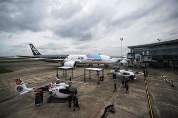Un Airbus A321, presentado en Tolosa (Occitania) este martes. (Lionel BONAVENTURE/AFP)