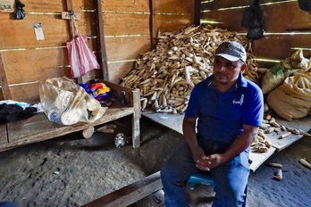  Lázaro Yat en su casa del poblado Cerro Azul, en el municipio guatemalteco de Uspantán. (Johan ORDÓÑEZ/AFP)