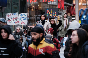 Manifestación de antivacunas contra la imposición de Nueva York. (Spencer PLATT / AFP)