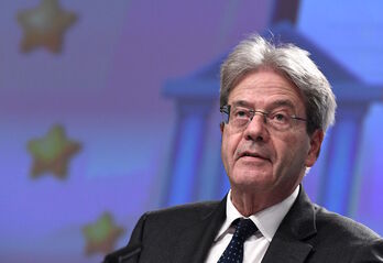 El comisario europeo de Economía, Paolo Gentiloni, en su comparecencia de este miércoles. (John THYS/AFP)