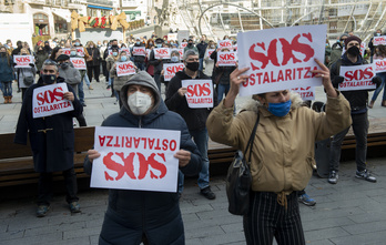 Protesta de hosteleros en Gasteiz en diciembre de 2020.