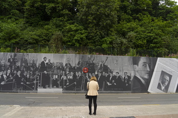 Imagen del mural siutado cerca de Itsasmuseum, una de las iniciativas con motivo del centenario de la VOS.