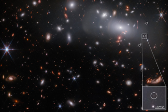 El equipo miró más de 13.000 millones de años atrás para descubrir una galaxia enana muy poco brillante que podría ayudar a los astrónomos a saber más sobre las galaxias que existían poco después del Big Bang.