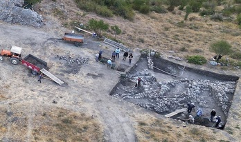 En este sitio de excavación al pie de Ambarlikaya en Bogazköy-Hattusha.