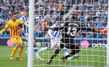 David Silva, en su último gol como realista ante el Girona en Anoeta el 13 de mayo.
