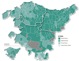 Mapa de los resultados de EH Bildu. 