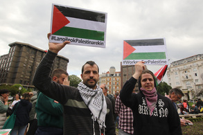 Los trabajadores vascos se concentran para exigir el fin del genocidio israelí en Gaza 
