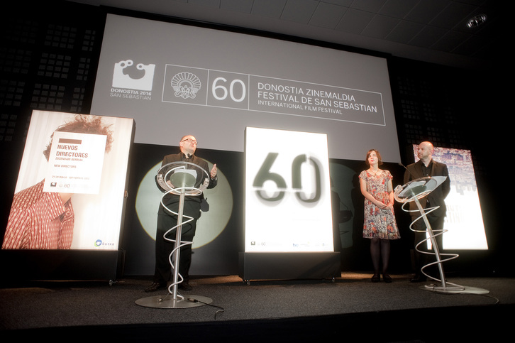 La dirección de Zinemaldia ha presentado los carteles de la próxima edición en el Kutxaespacio. (Juan Carlos RUIZ/ARGAZKI PRESS)