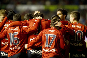 La victoria ante el Barcelona ha sido uno de los momentos álgidos de la temporada. (Idoia ZABALETA / ARGAZKI PRESS)