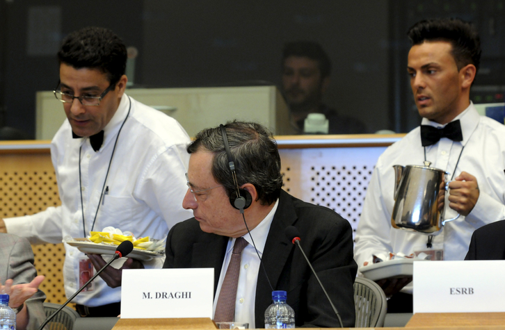 El presidente del BCE, Mario Draghi, en el Parlamento Europeo, el pasado 31 de mayo (Thierry CHARLIER/AFP)