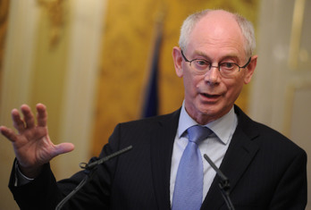 Herman Van Rompuy, ayer en Eslovaquia. (Samuel KUBANI/AFP)