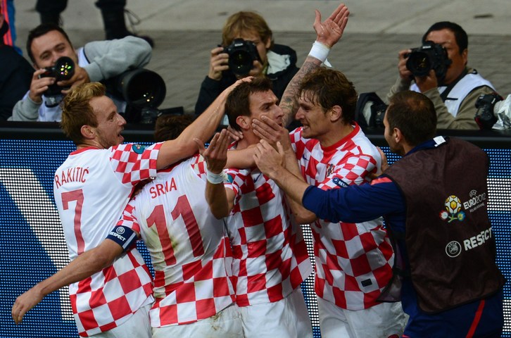 Kroaziarrak, gola ospatzen. (Dimitar DILKOFF/AFP)