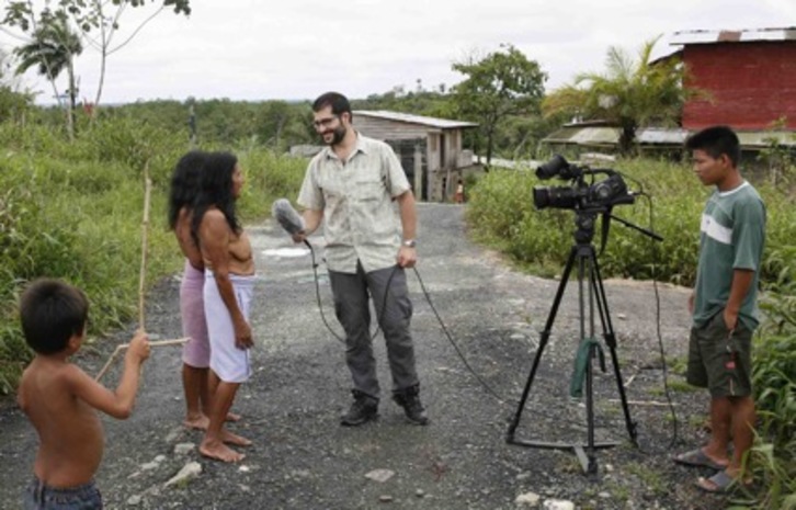 Unai Aranzadi, durante el rodaje del documental.