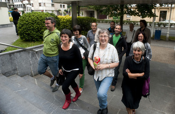 Los encausados ofrecieron ayer una rueda de prensa en Donostia tras conocerse la sentencia. (Juan Carlos RUIZ/ARGAZKI PRESS)