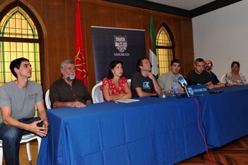 Imagen de la comparecencia que han ofrecido en Iruñea. (Idoia ZABALETA/ARGAZKI PRESS)