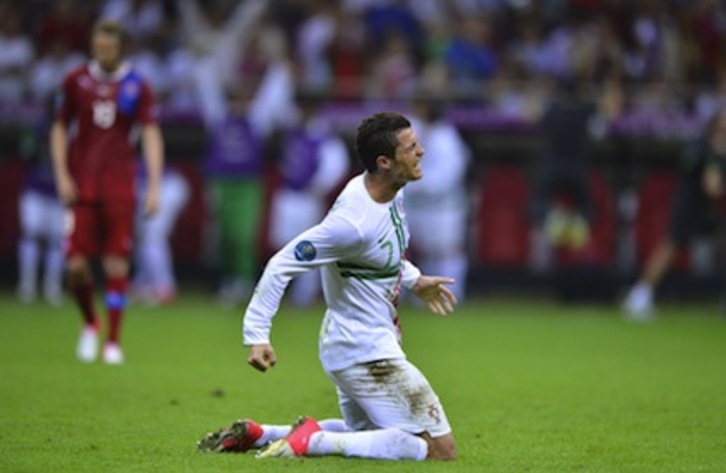 Cristiano Ronaldok sartutakoa izan zen lehiako gol bakarra. (Fabrice COFFRINI/AFP)