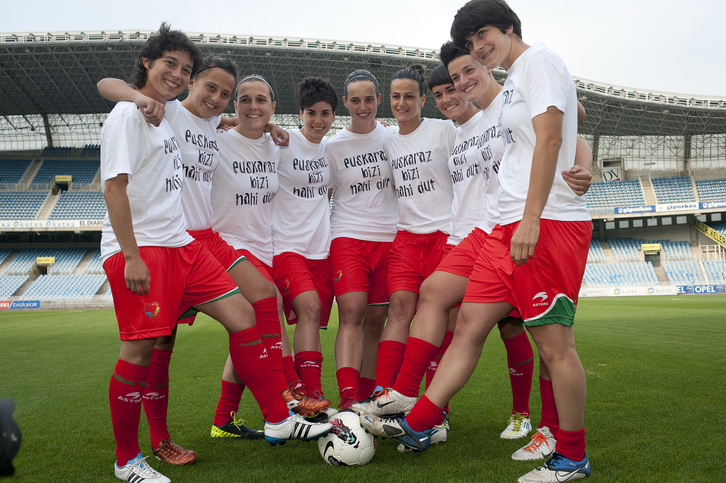 Jugadoras de la selección vasca de fútbol femenino. (Juan Carlos RUIZ / ARGAZKI PRESS)