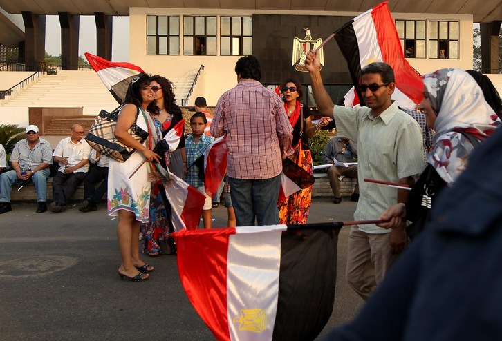 Manifestantes egipcios en El Cairo. (Marwan NAAMANI / AFP)