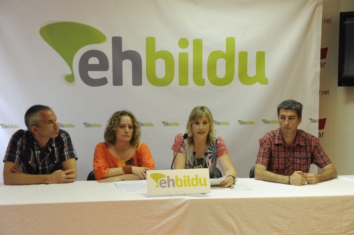 Permach, Beola, Martínez y Matute, durante la rueda de prensa ofrecida hoy en Donostia. (ARGAZKI PRESS)