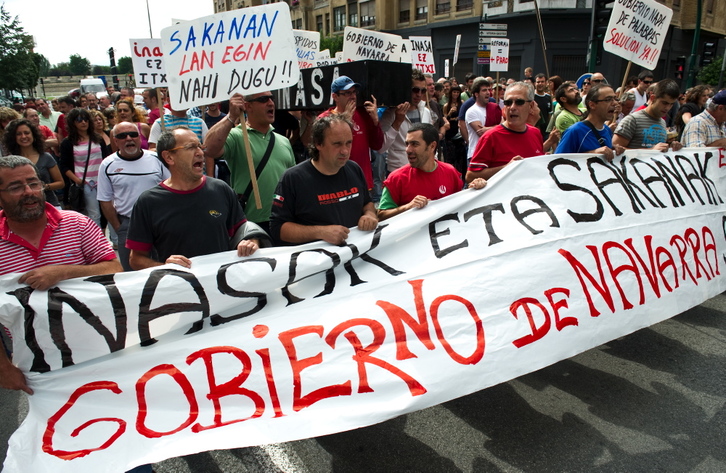 Cabecera de la manifestación celebrada en Iruñea. (Jagoba MANTEROLA/ARGAZKI PRESS)