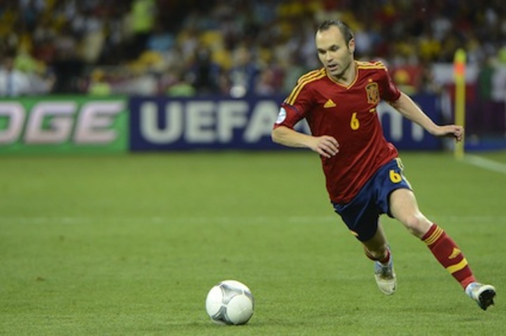 Iniesta, atzo, Italiaren aurkako finalean. (Pierre-Philippe MARCOU/AFP)