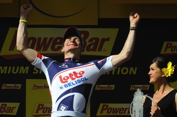 André Greipel, en el podio. (Pascal PAVANI/AFP PHOTO)
