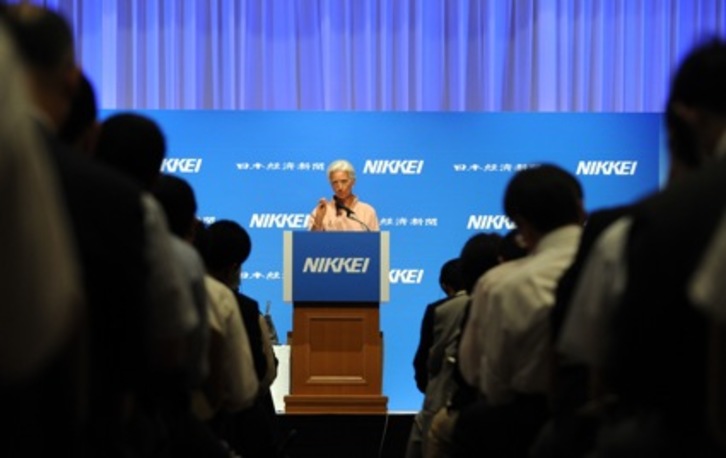 Christine Lagarde, durante su conferencia en Tokio. (Toshifumi KITAMURA/AFP)