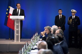 Intervención de François Hollande en la reunión de París sobre Siria. (Brendan SMIALOWSKI/AFP PHOTO)