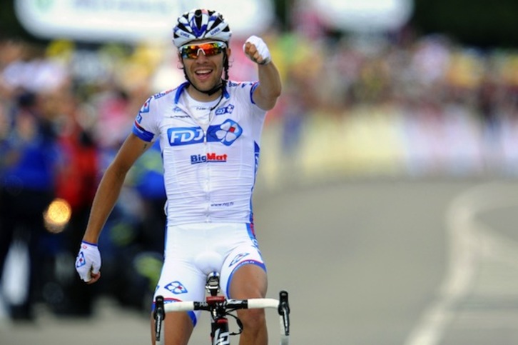 Thibaud Pinot, vencedor de la etapa de ayer. (Pascal PAVANI/AFP PHOTO)