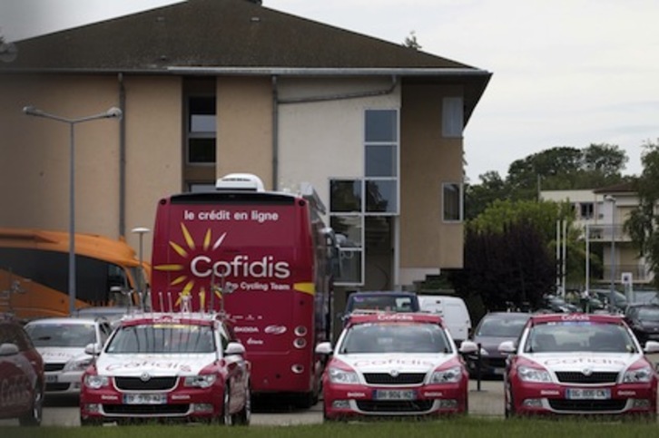 Hotel de concentración del equipo Cofidis en la localidad de Bourg en Bresse. (Joel SAGET/AFP)