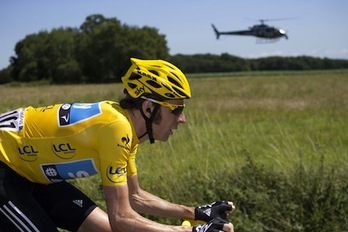 Wiggins, durante la etapa del lunes disputada entre Samatan y Pau. (Joel SAGET/AFP)