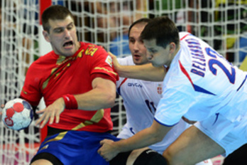 El jugador vasco Julen Aginagalde ha sido, con dos goles, el más anotador entre los nuestros. (Javier SORIANO/AFP)