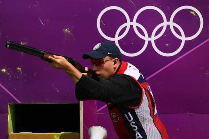 Vincent Hancock estatubatuarra da urrea irabazteko faboritoa. (Marwan NAAMANI/AFP PHOTO)
