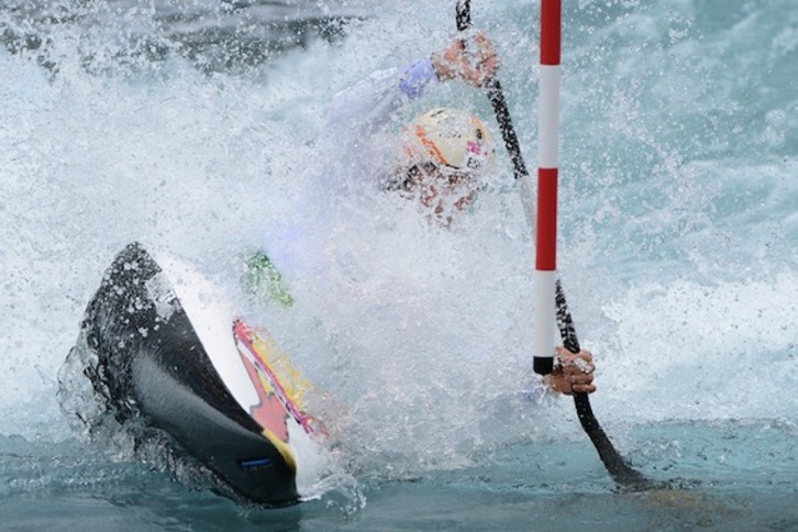Bosgarren postuan amaitu du Samuel Hernanzek K1 modalitateko finala. (Olivier MORIN/AFP)