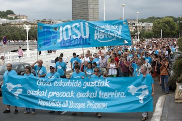 Manifestación por la libertad de Uribetxeberria, el pasado sábado en Donostia. (Juan Carlos RUIZ/ARGAZKI PRESS)