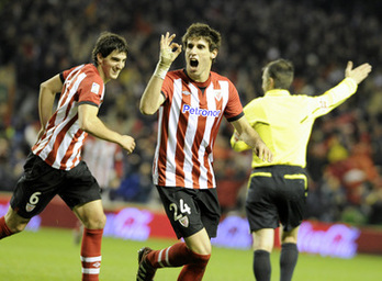 Javi Martínez, durante un partido de la pasada temporada. (Monika DEL VALLE/ARGAZKI PRESS)