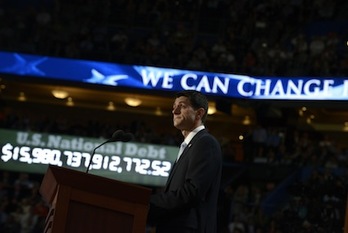 Ryan, durante su intervención en la Convención del Partido Republicano en Tampa. (Brendan SMIALOWSKI/AFP)