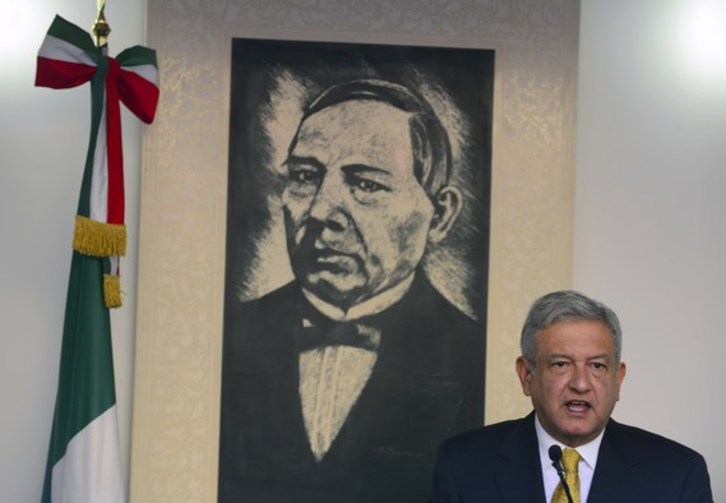 Andrés Manuel López Obrador, durante su alocución. (Alfredo ESTRELLA/AFP PHOTO)