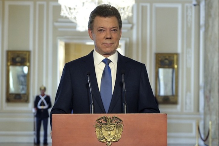 El presidente colombiano, Juan Manuel Santos, durante su intervención. (AFP)