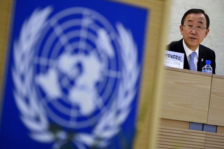 Ban Ki-moon en una sesión de la ONU esta semana en Genova. Fabrice COFFRINI / AFP