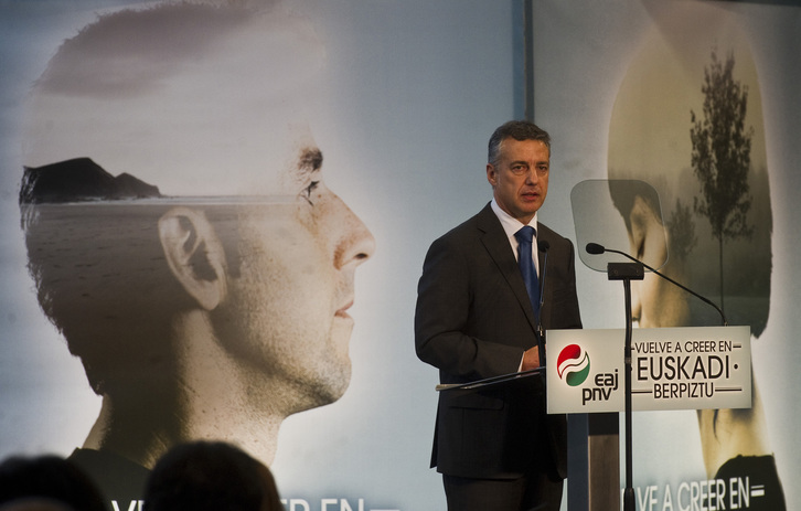 Urkullu durante un acto preelectoral celebrado esta semana. (Luis JAUREGIALTZO / ARGAZKI PRESS)