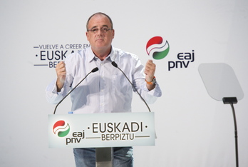Joseba Egibar durante un mitin prelectoral. (Gorka RUBIO / ARGAZKI PRESS)