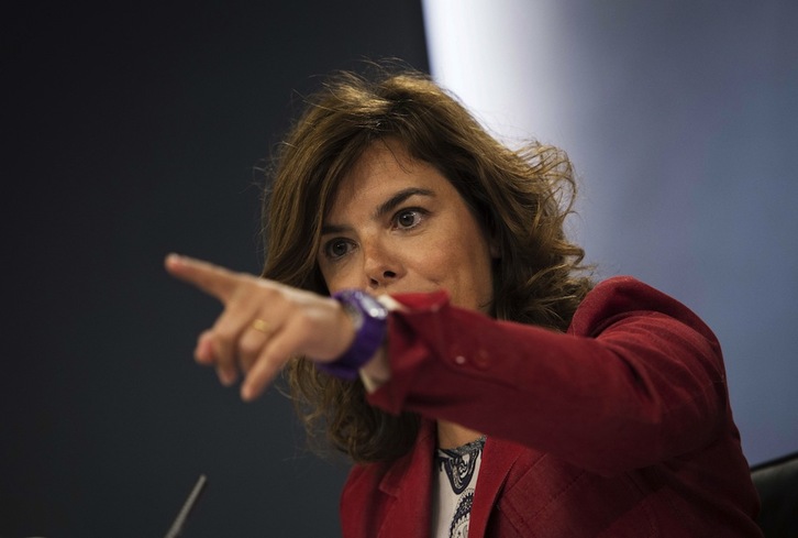 Soraya Sáenz de Santamaría durante una comparecencia. Dani POZO / AFP