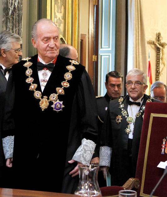 El Rey de España durante la apertura del curso judicial hoy en Madrid. POOL / EFE