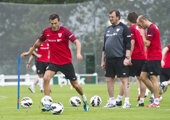 Xabi Castillo, en un entrenamiento. (Luis JAUREGIALTZO/ARGAZKI PRESS)