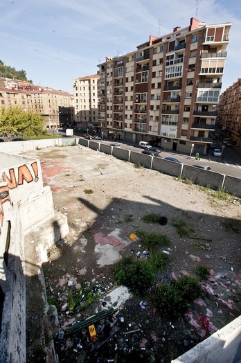 Imagen actual del solar donde se encontraba Kukutza. Jon HERNAEZ / ARGAZKI PRESS