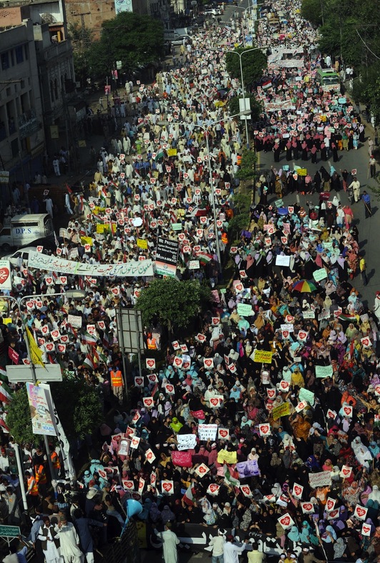 Imagen de la protesta de la ciudad pakistaní de Lahore. ARIF ALI / AFP PHOTO